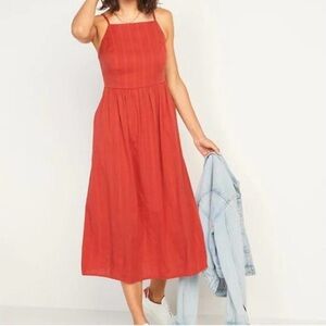 Old Navy Sleeveless Square-Neck Fit &‎ Flare Midi Cami Dress Summer Sienna XS